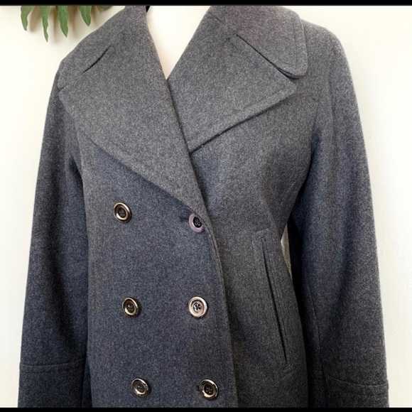 Michael Kors Charcoal Double Breasted Wool Peacoat - Picture 3 of 3